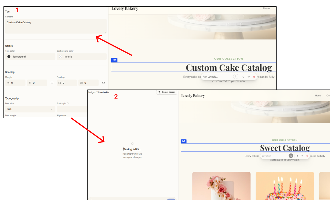 Changing text in lovable